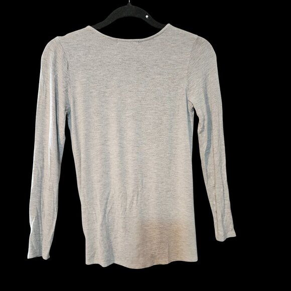 Moa Moa Gray Drape Front Long Sleeve Top – Size XS – Wrap Style - Picture 3 of 4